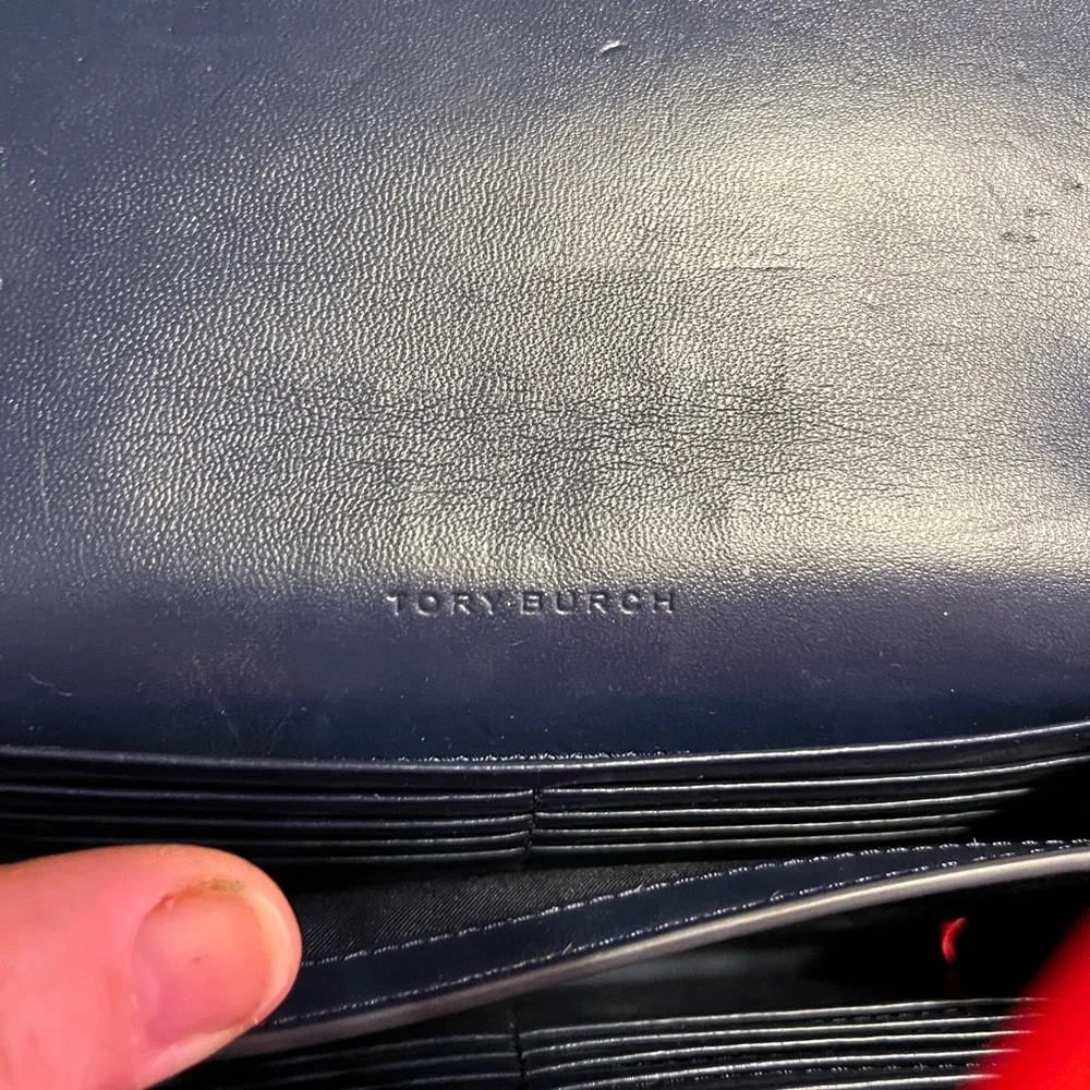 Tory Burch NWT Red and Navy Leather Wallet in Chain  Crossbody Bag - Picture 14 of 15